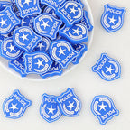 Silicone Focal Beads Police Badge Blue Shield 20 pcs