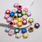 Double-Sided Flower Enamel Acrylic Beads 12mm Dual Color 50pcs 2
