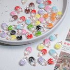 Clear Popsicle Acrylic Beads 20mm Colorful Drip Design 50pcs