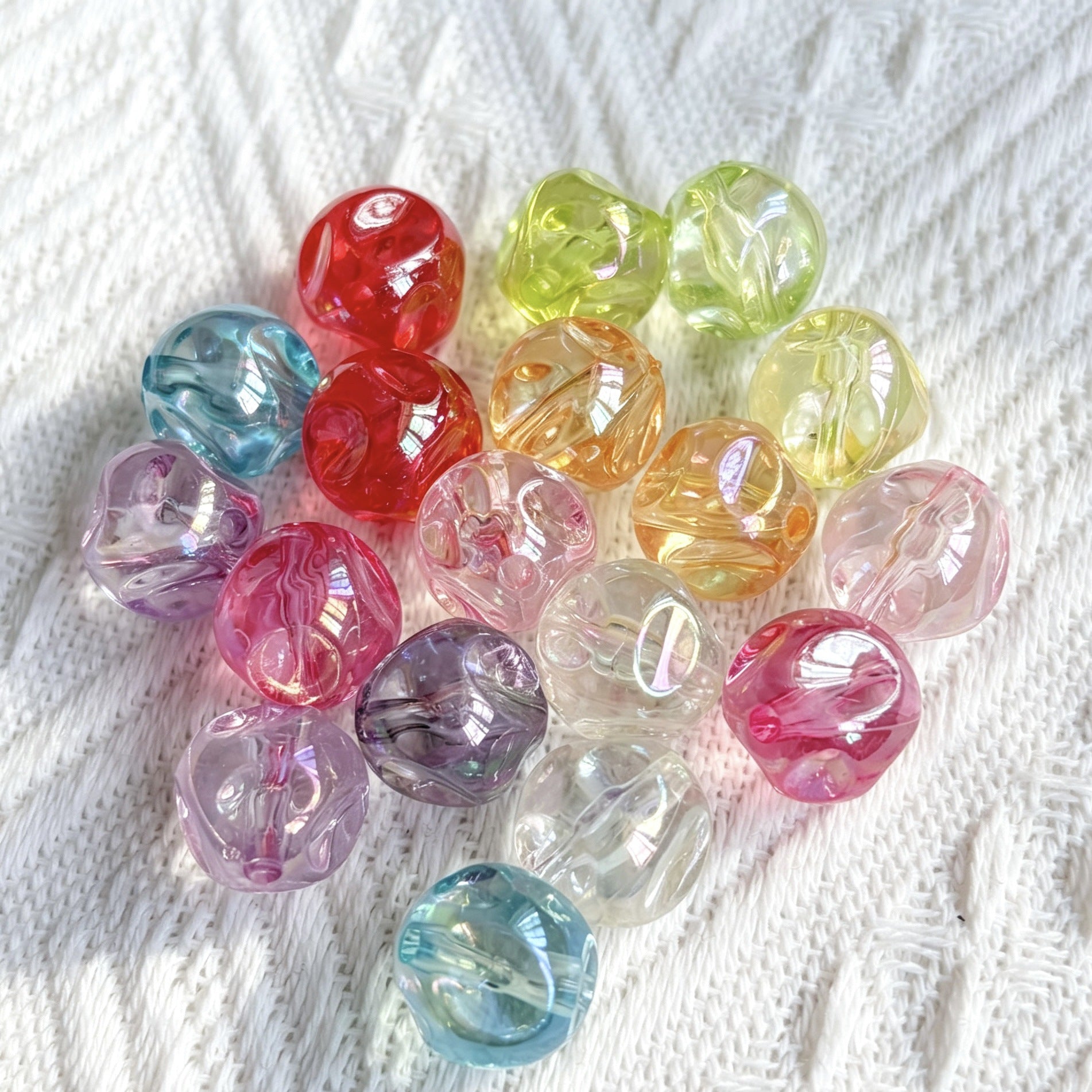 Transparent Iridescent Fig Shaped Acrylic Beads 15mm 50pcs
