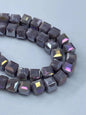 Electroplated Square Glass Beads 6mm Colorful Reflective 96pcs 24