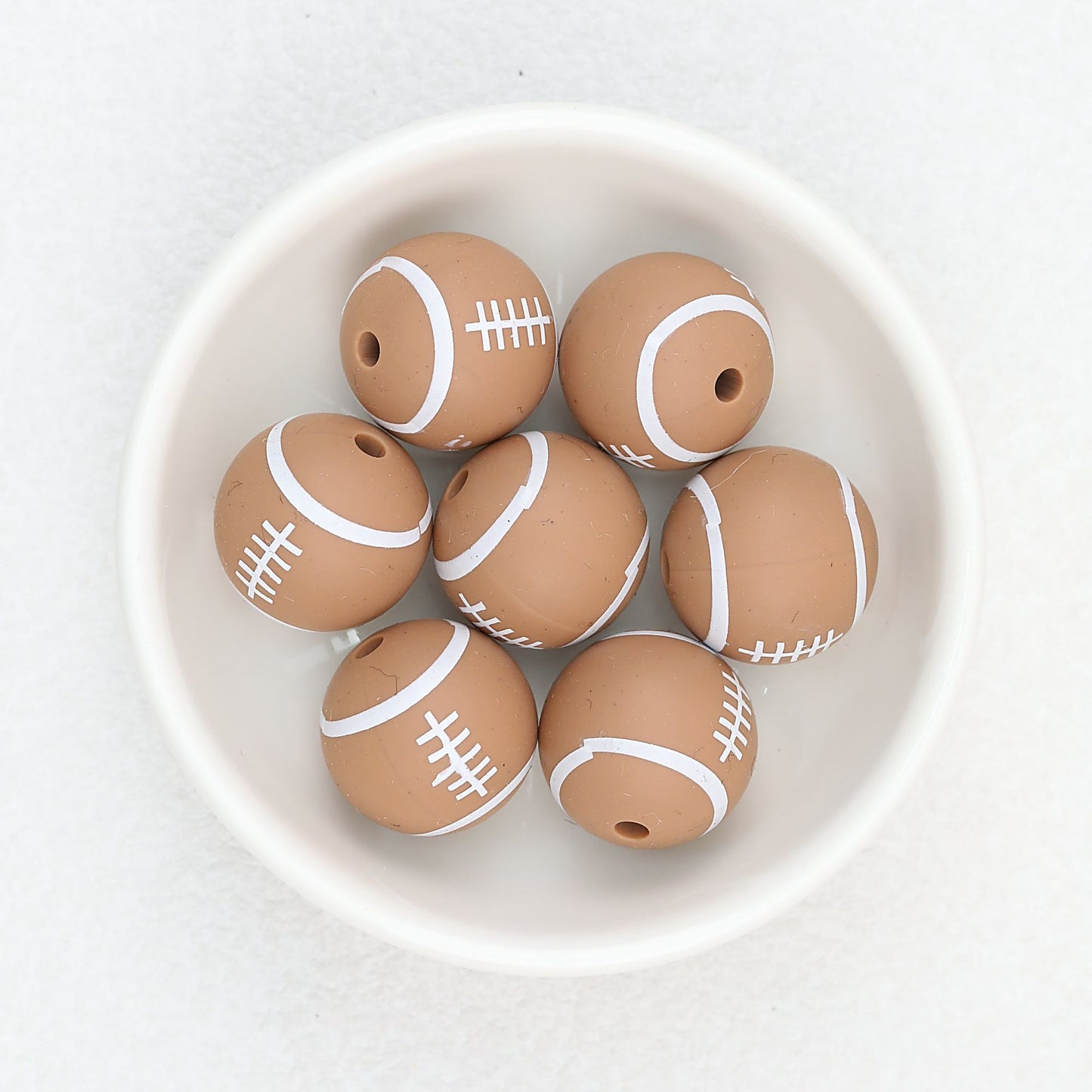 15mm Silicone Beads Sports Ball Printed Soccer Football Volleyball 10pcs - 15mm rugby bead 3