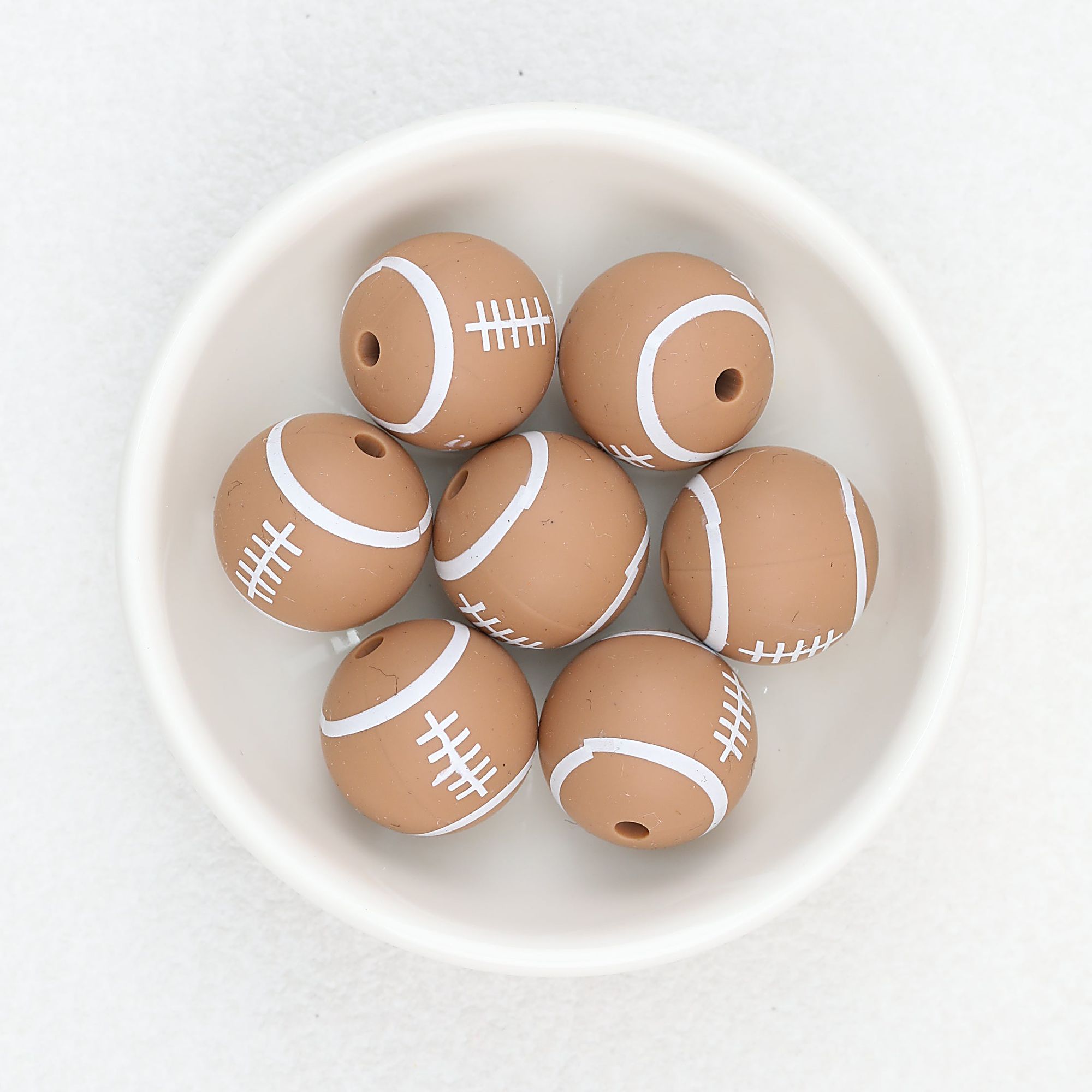 15mm Silicone Beads Sports Ball Printed Soccer Football Volleyball 10pcs - 15mm rugby bead 3