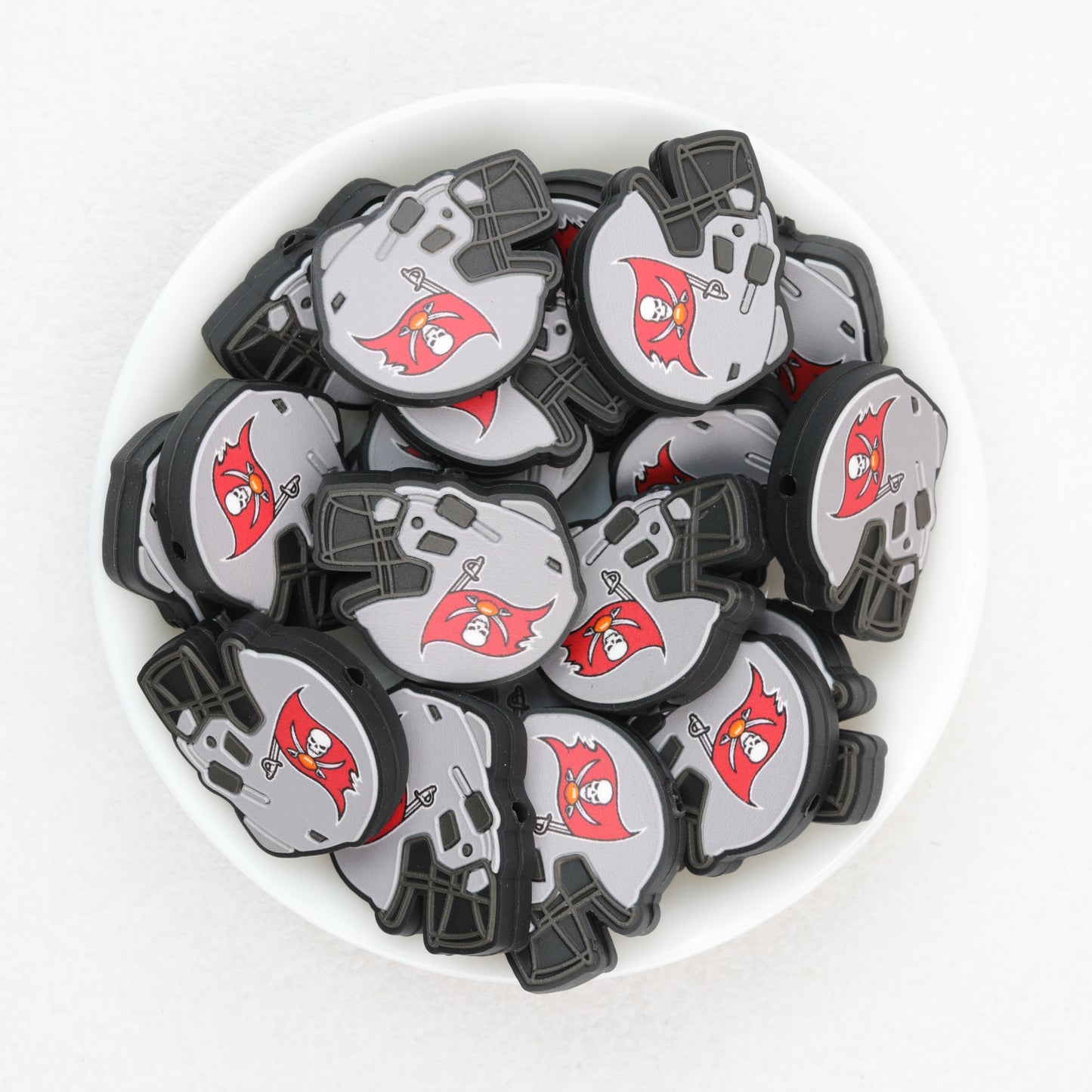 NFL Teams Helmet Silicone Focal Beads Printed Designs 20pcs 8