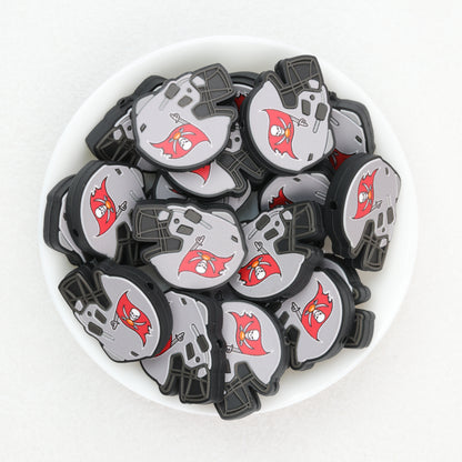 NFL Teams Helmet Silicone Focal Beads Printed Designs 20pcs 8