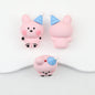 3D Animal Silicone Focal Beads Cute Rabbit Dog Design 20pcs - Pink Bunny