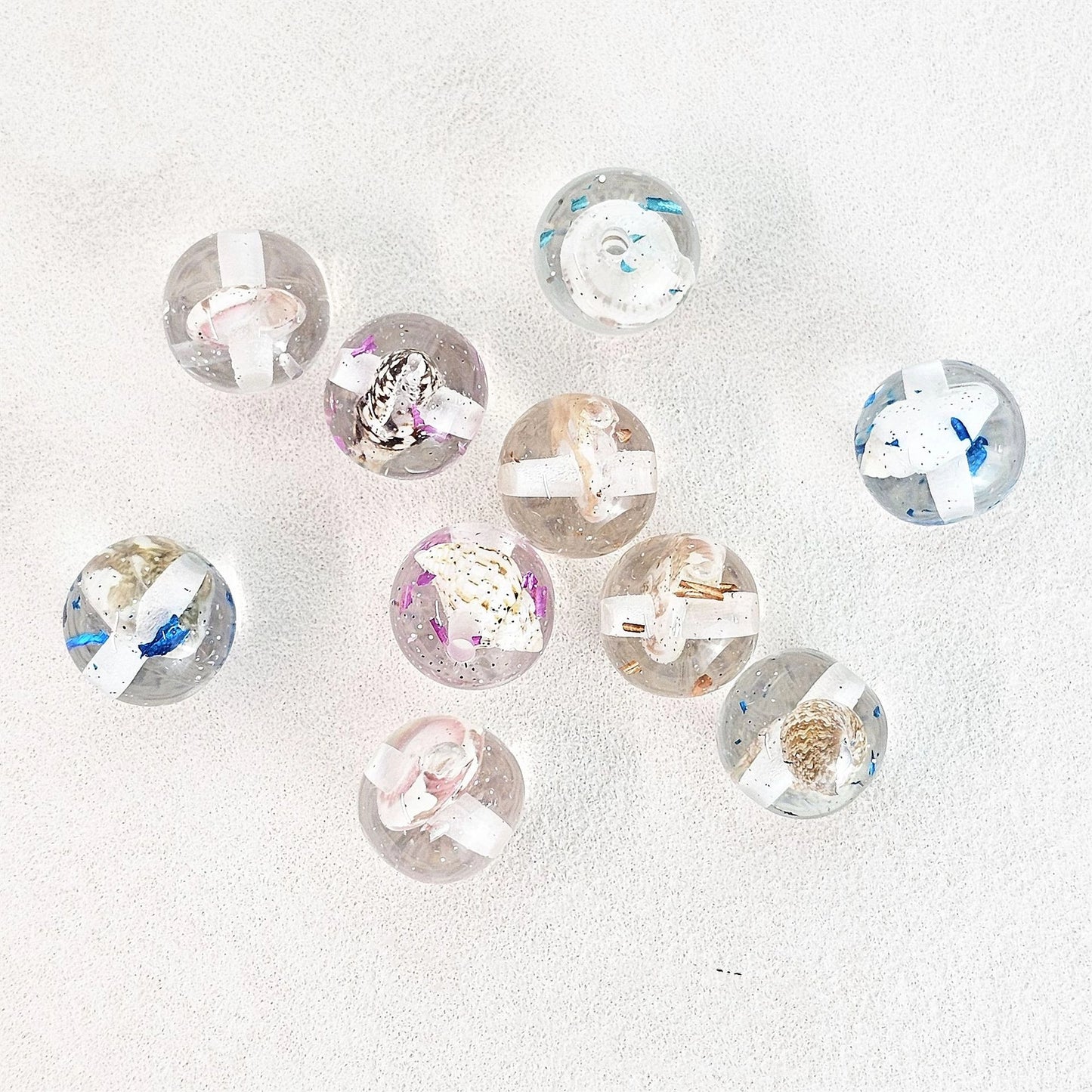 Clear Sea Snail Resin Beads 16mm Round Natural Shell 10pcs 3