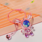 Acrylic Bunny Keychain Cartoon Colorful Crystal Long Ear Charm 6