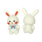 Silicone 3D Focal Beads Little Rabbit Rosy Cheeks Blue Bowtie 20pcs