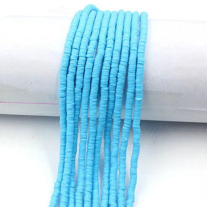 Flat Clay Beads 4mm Solid Color Polymer Disc 10strands 16