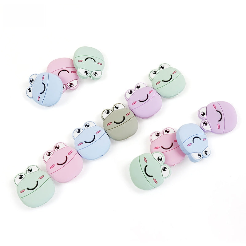 Silicone Focal Beads Frog Smiling Face Pastel Colors 20pcs 4
