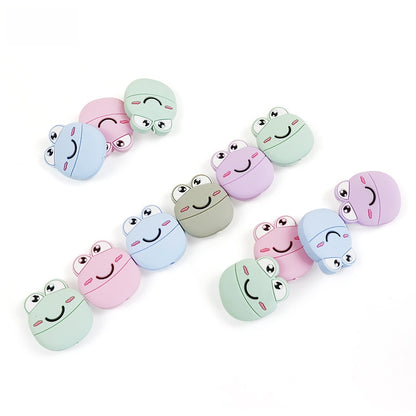 Silicone Focal Beads Frog Smiling Face Pastel Colors 20pcs 4