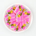 Pink Glitter Bee Mine Silicone Focal Beads 20 pcs