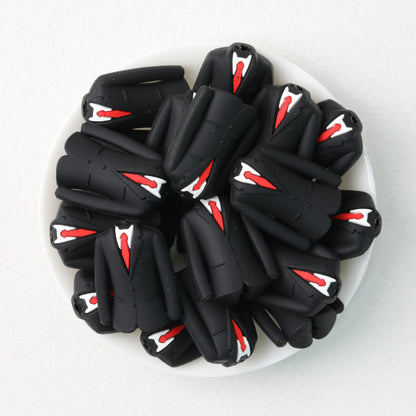 Father's Day Suit 3D Silicone Focal Beads Black Red Tie 20pcs