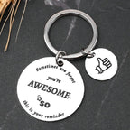Inspirational Stainless Steel Keychain You Are Awesome Message Thumbs Up Charm 2