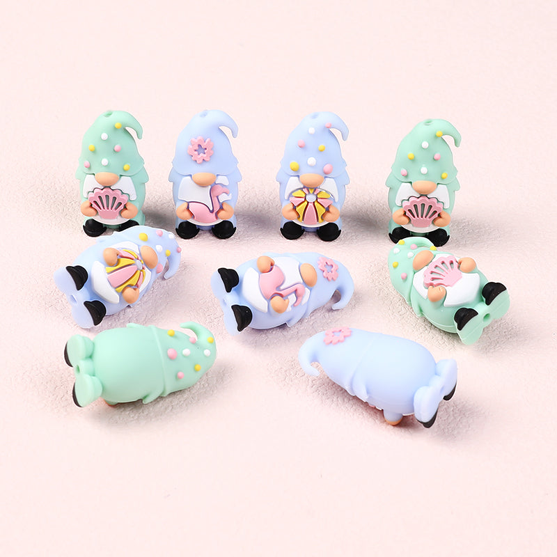 Silicone 3D Focal Beads Summer Dwarf Holding Flamingo 5