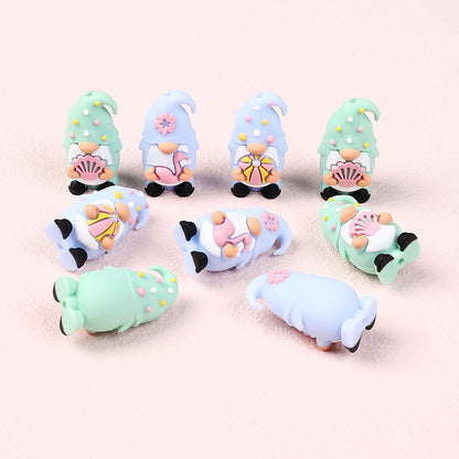 Silicone 3D Focal Beads Summer Dwarf Holding Flamingo 5