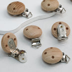 Beech Wood Round Pacifier Clip with Three Holes 30mm