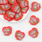 Halloween Red Apple Silicone Focal Beads with Eyeball Design 20pcs