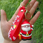 Silicone Christmas Keychain Cartoon Santa Snowman Tree Deer Charm 2