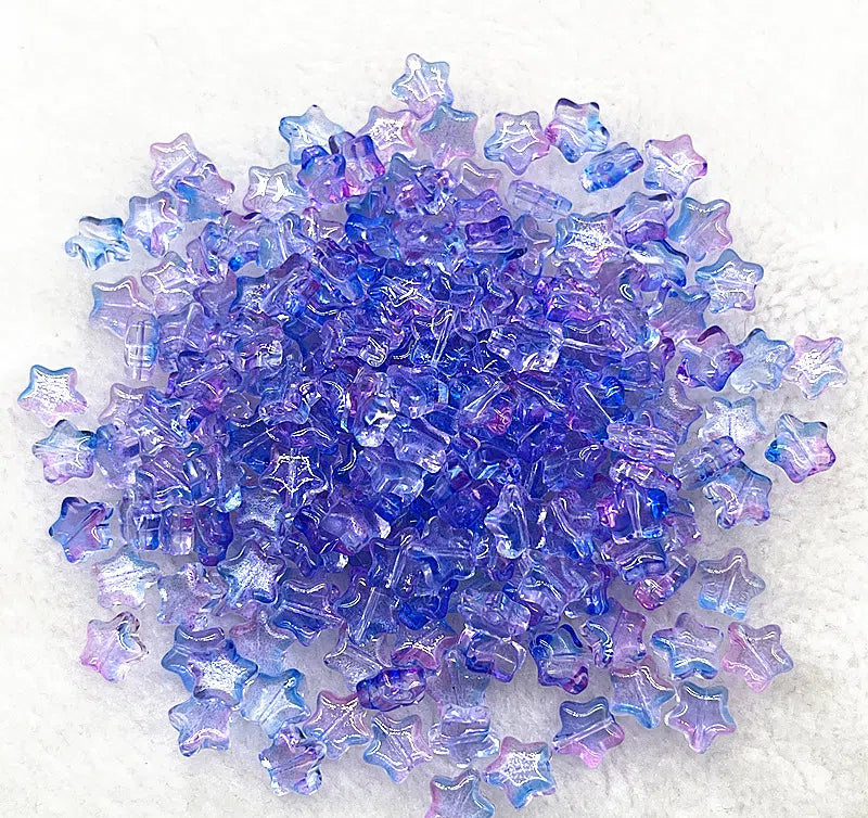 Pentagonal Star Glass Beads 8mm Transparent Pastel Colors 30pcs 8