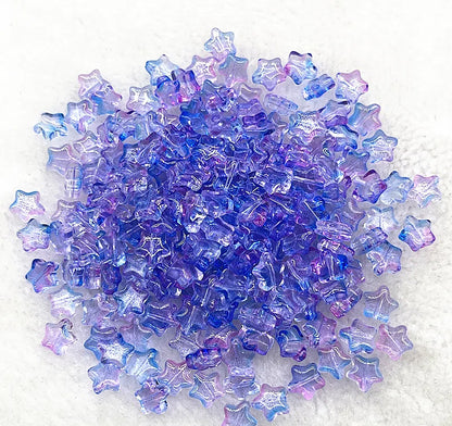 Pentagonal Star Glass Beads 8mm Transparent Pastel Colors 30pcs 8