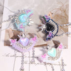 Crown Heart Tassel Rhinestone Beads 27x36mm 6pcs 4