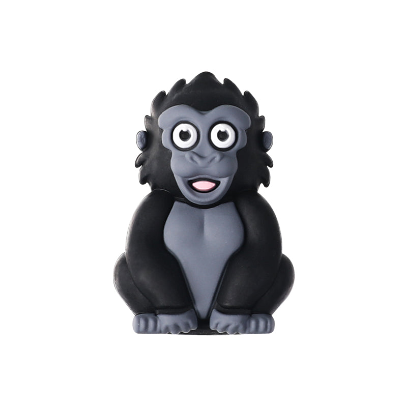 Silicone 3D Focal Beads Animal Panda Lion Sloth Hippopotamus Cow Sitting Pose 20Pcs 15