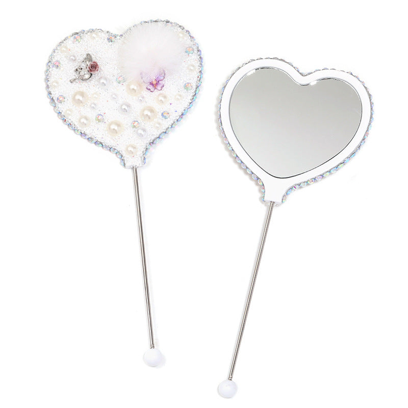 Beadable Heart Shape Handheld Makeup Mirror 23