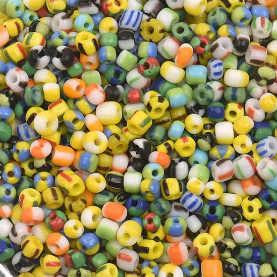 Dual Color Striped Seed Glass Beads 4mm Orange Green 900pcs 11