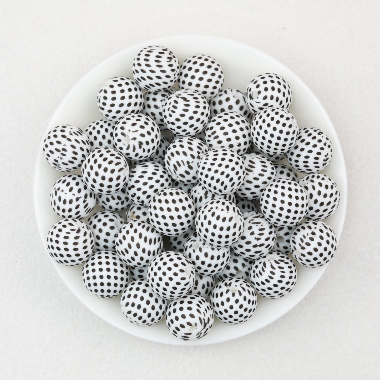 15mm Black and White Printed Round Silicone Beads 50pcs 5