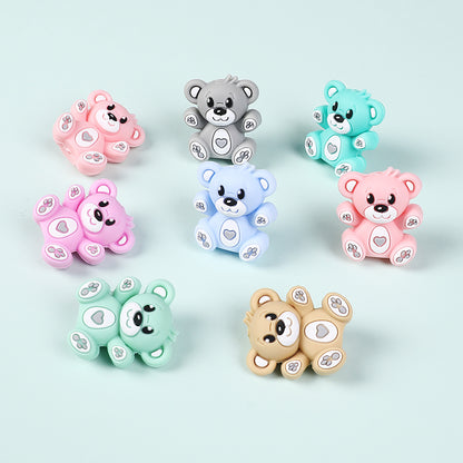 Silicone 3D Focal Beads Hug Bear Outstretched Arms 20pcs
