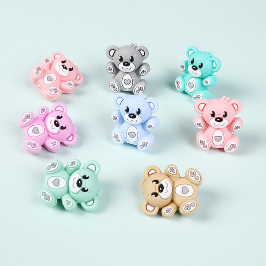 Silicone 3D Focal Beads Hug Bear Outstretched Arms 20pcs
