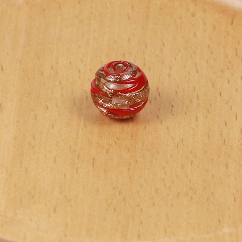 Lampwork Glass Beads Round 12 14mm Dual Color Filigree Glitter 50pcs 11