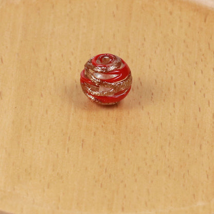 Lampwork Glass Beads Round 12 14mm Dual Color Filigree Glitter 50pcs 11
