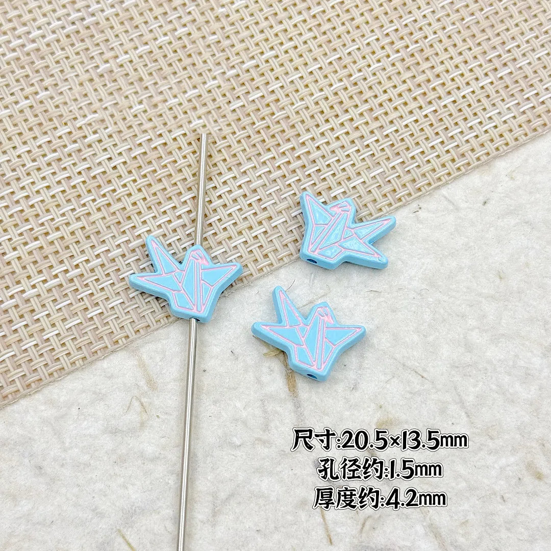Folded Paper Crane Metal Beads 20mm Spray Painted Colorful Alloy 16