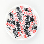 MOM Music Note Silicone Focal Beads Wholesale, Red Black White Lettering Design