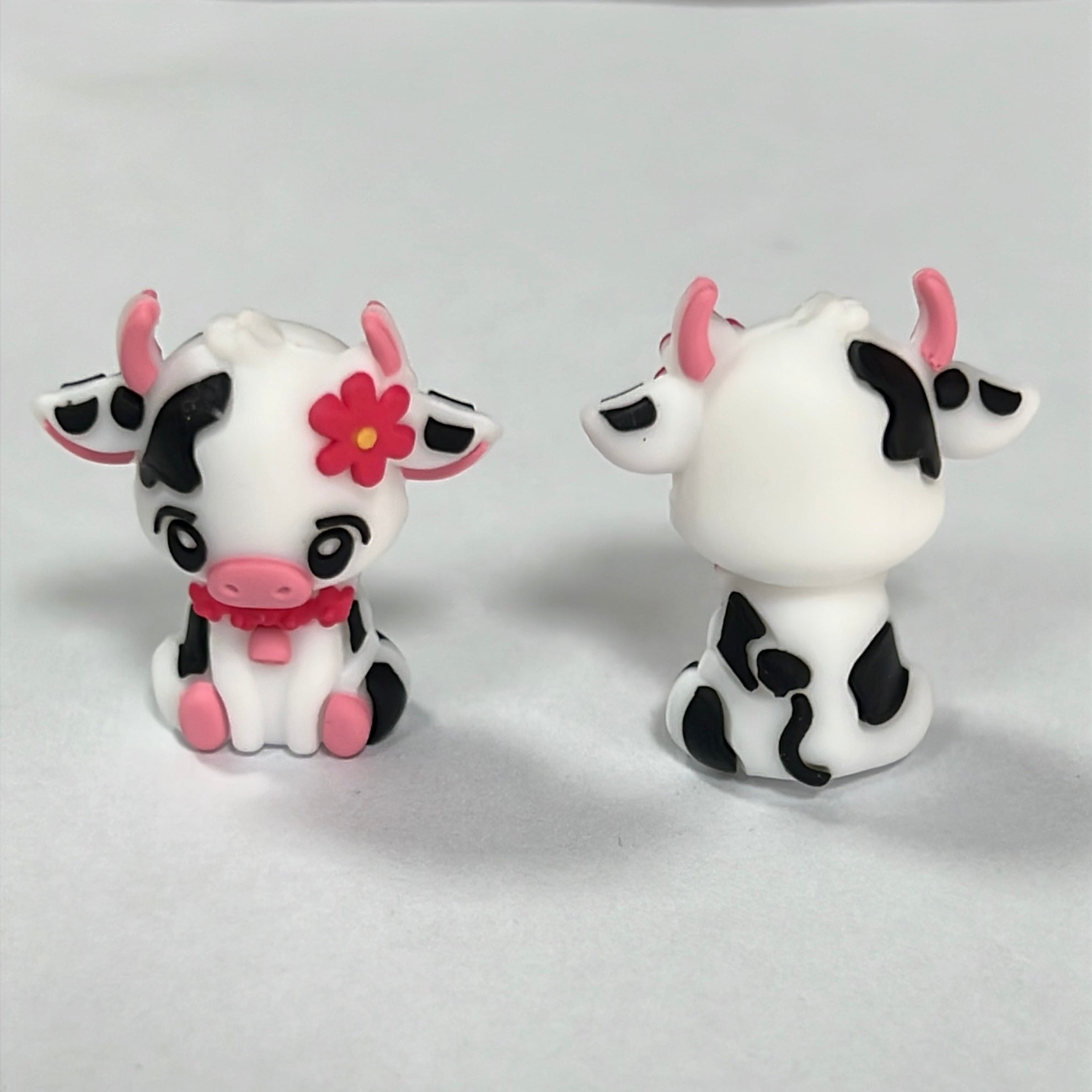 3D Flower Cow Silicone Focal Beads Cute Animal Design 20pcs