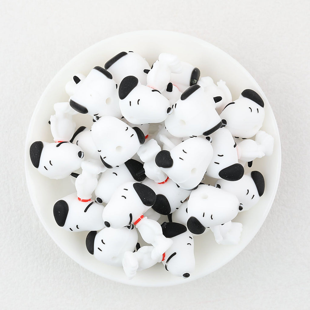 3D Character Shaped Silicone Focal Beads Snoopy Design 20pcs