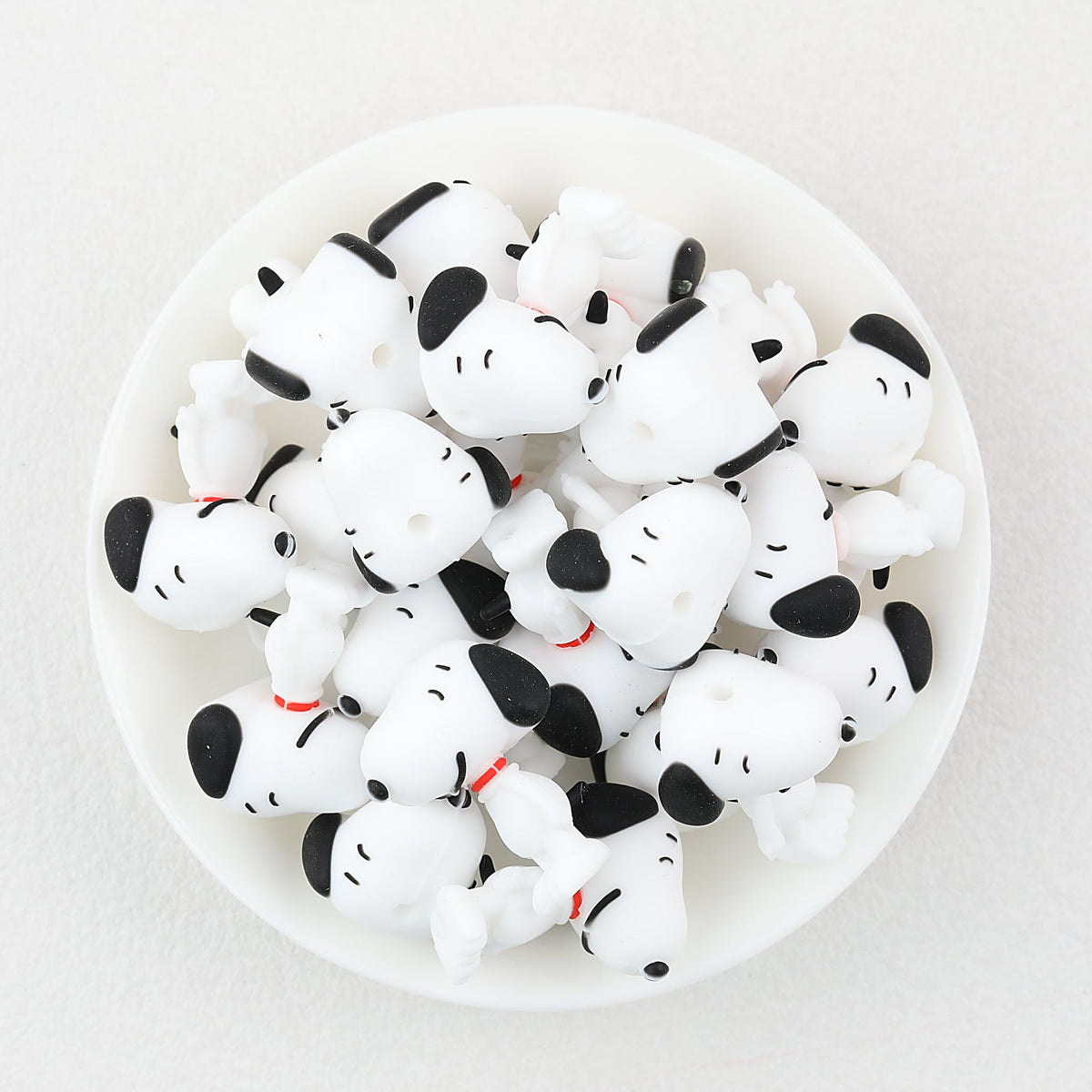 3D Character Shaped Silicone Focal Beads Snoopy Design 20pcs