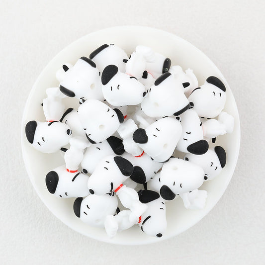 3D Character Shaped Silicone Focal Beads Snoopy Design 20pcs