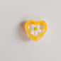 Hand Painted Flower Pattern Heart Enamel Glass Beads 12mm 20pcs 9