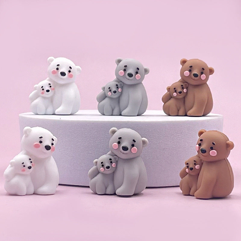 3D Silicone Focal Beads Bear Mom and Baby Figurines 20 pcs
