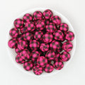 15mm Printed Pattern Round Silicone Beads 50pcs - Purple Black Ring