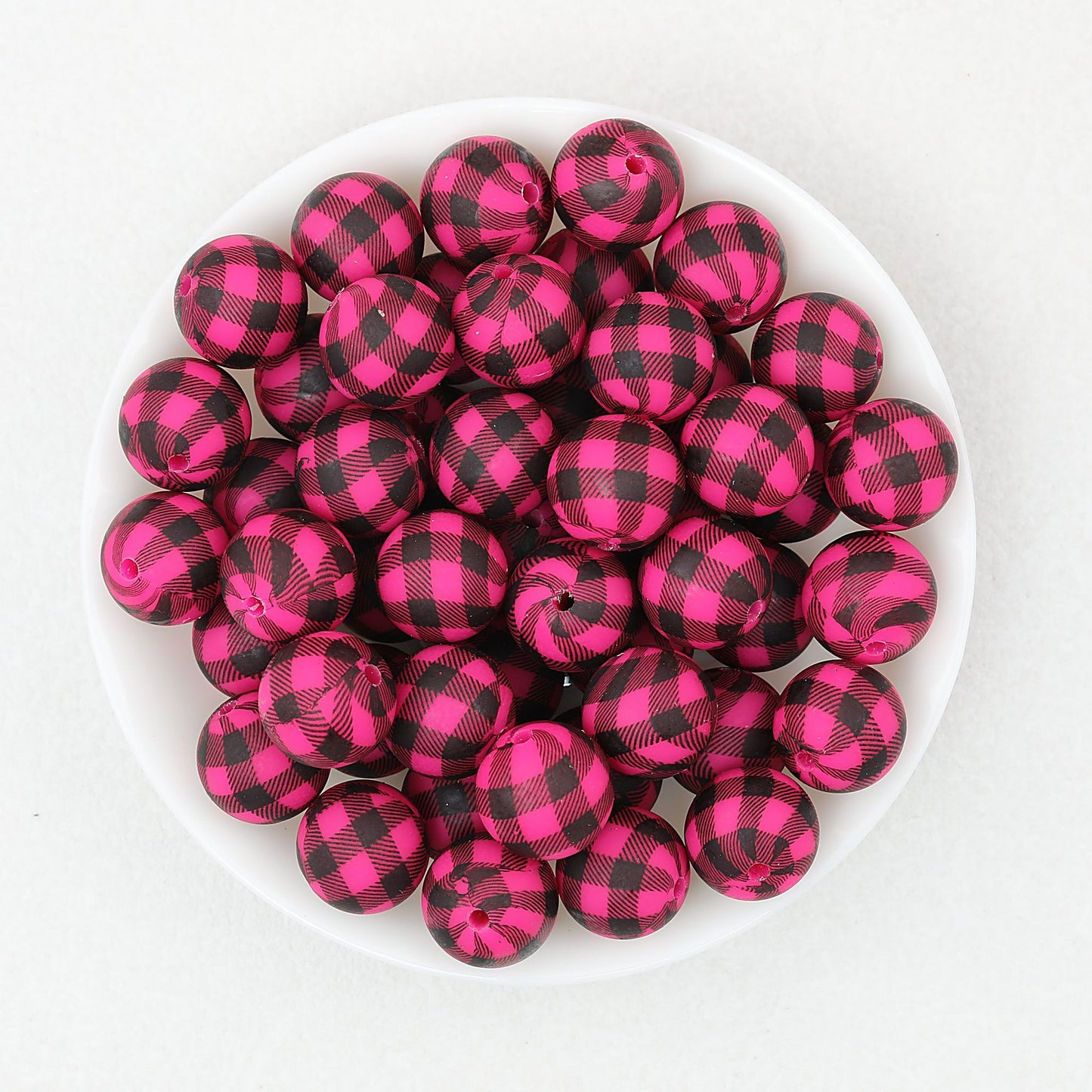 15mm Printed Pattern Round Silicone Beads 50pcs - Purple Black Ring