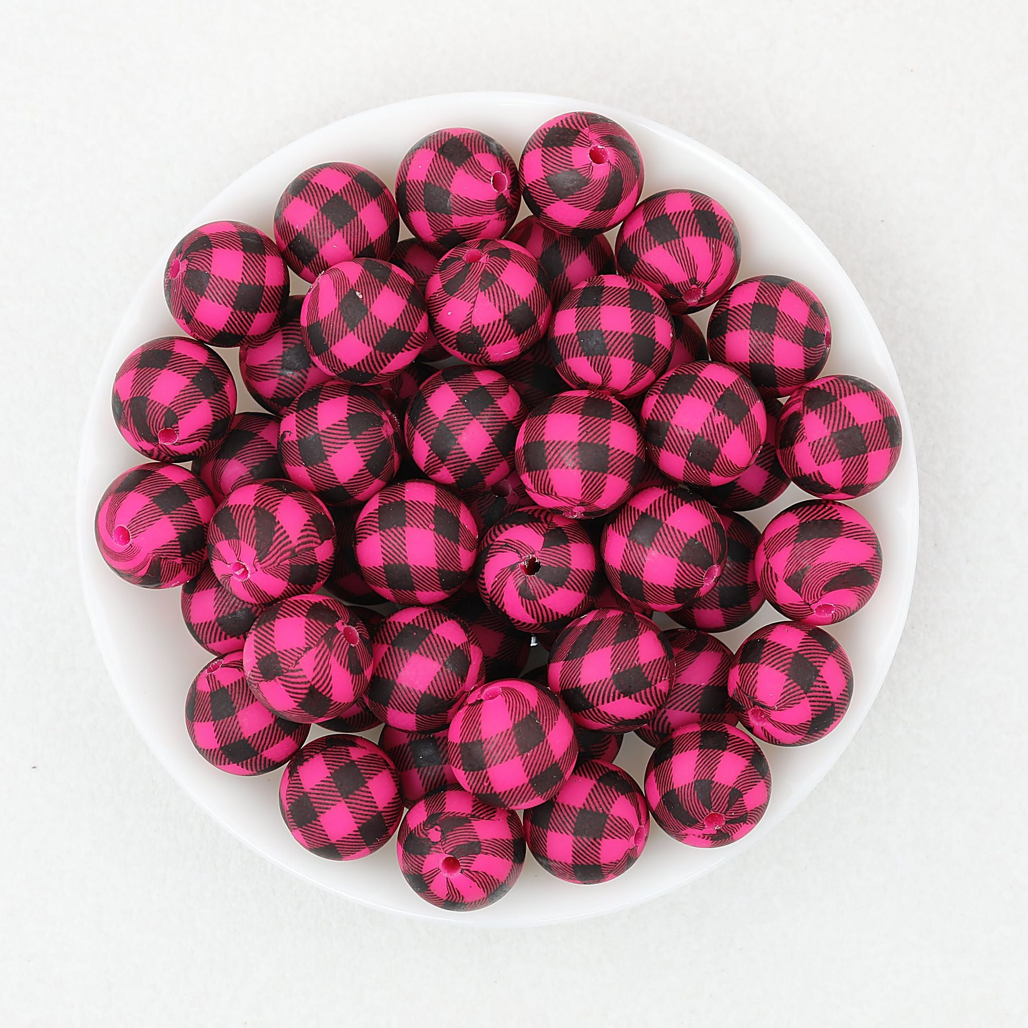 15mm Printed Pattern Round Silicone Beads 50pcs - Purple Black Ring