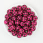 15mm Printed Pattern Round Silicone Beads 50pcs - Purple Black Ring