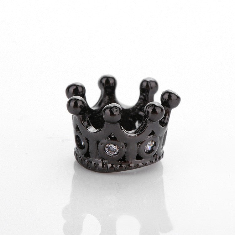 Copper Crown Spacer Beads 10.8x7.2mm Inlaid with Zircon 10pcs 7