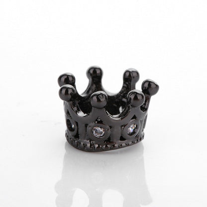 Copper Crown Spacer Beads 10.8x7.2mm Inlaid with Zircon 10pcs 7