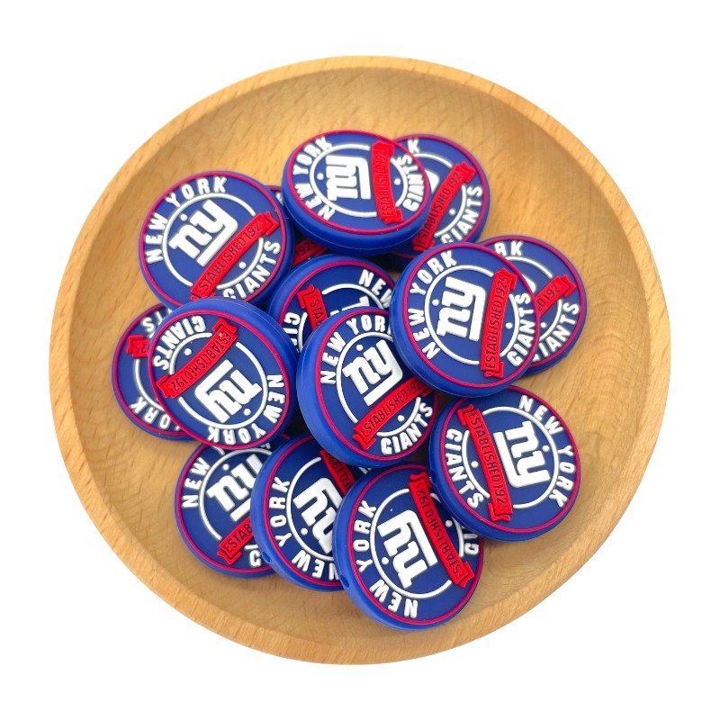 Silicone Focal Beads New York Giants Circle Badge Established 1925 20pcs 2